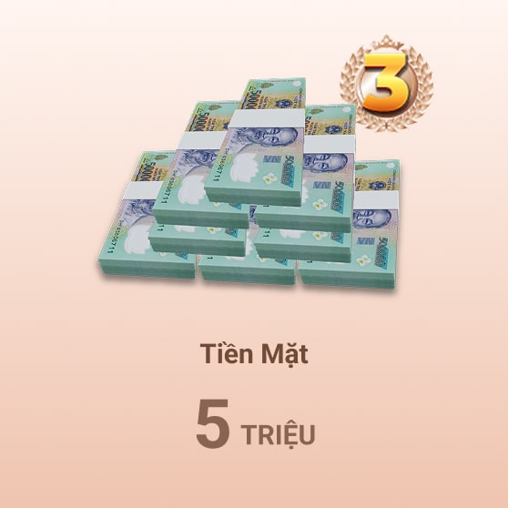 Giải nhì bảng xếp hạng giải đấu vmax x pg soft là tiền mặt trị giá 5 triệu